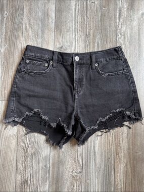 Aerie Black Distressed Denim Cutoff Shorts